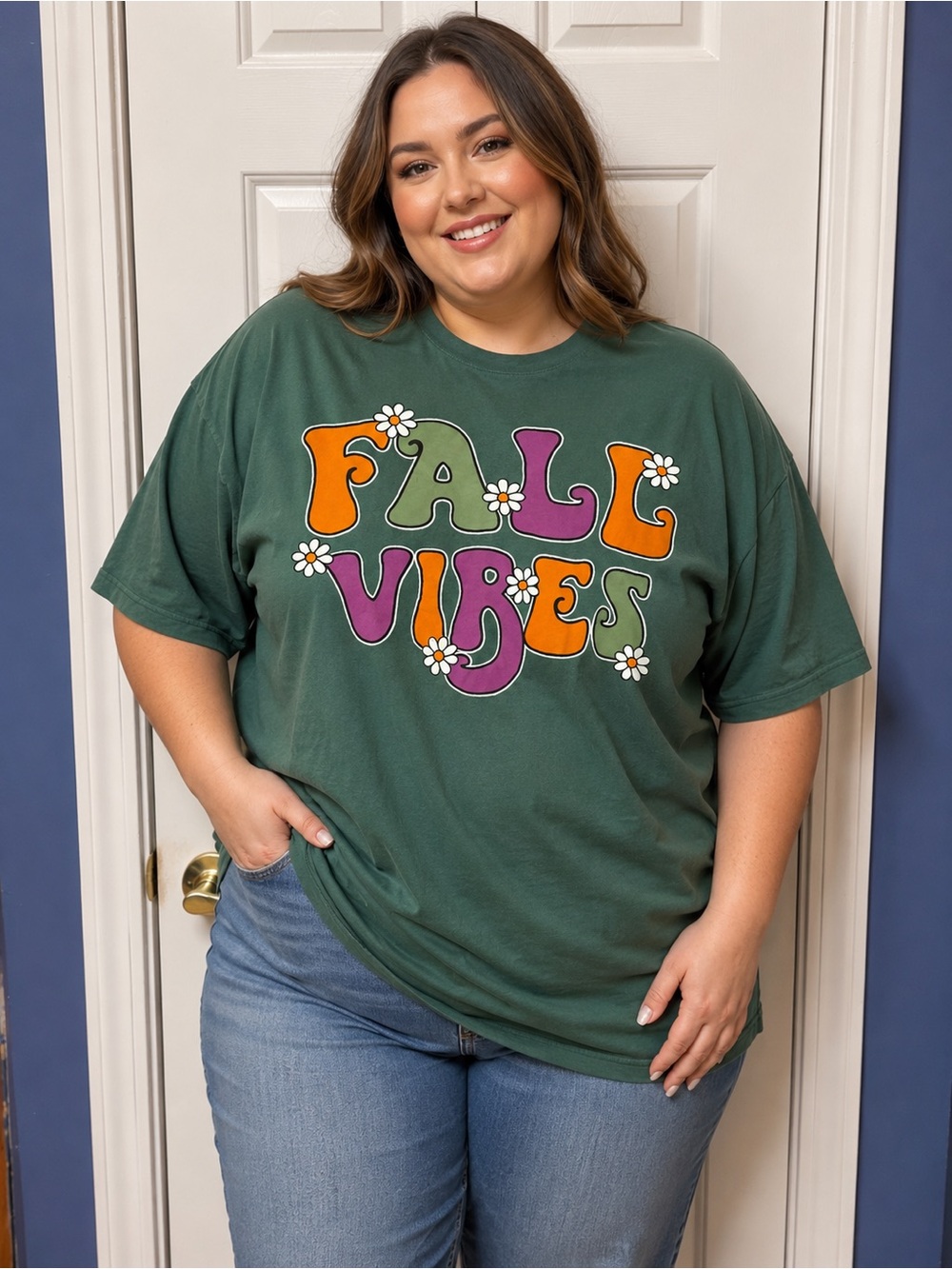 Fall Vibes Short Sleeve Tee - Forest Green